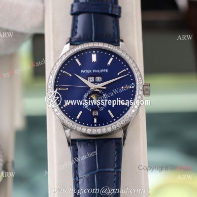 Swiss Quality Copy Patek Philippe Annual Calendar Calatrava Citizen Watch Blue Moon Dial