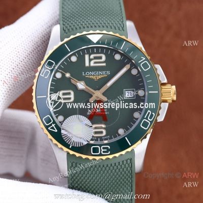Best Replica Longines Hydroconquest 2-Tone Green Ceramic Watch 41mm