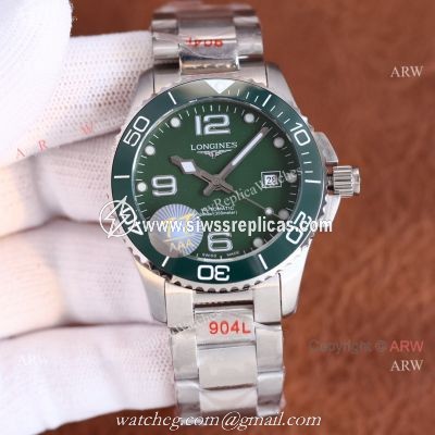 Top Copy Longines Hydroconquest Green Dial 904L Stainless Steel Watch 41mm For Men