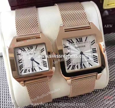 Cartier Santos Dumont Rose Gold Silver Dial Watch Cartier Lover watch