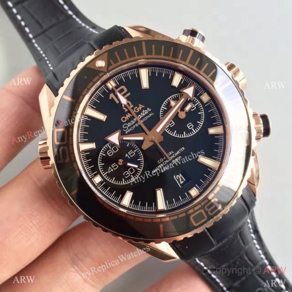 (OM)New Copy Swiss Omega Seamaster 9901 Watch Rose Gold Black Leather (OM)New Copy Swiss Omega Seamaster 9901 Watch Rose Gold Black Leather