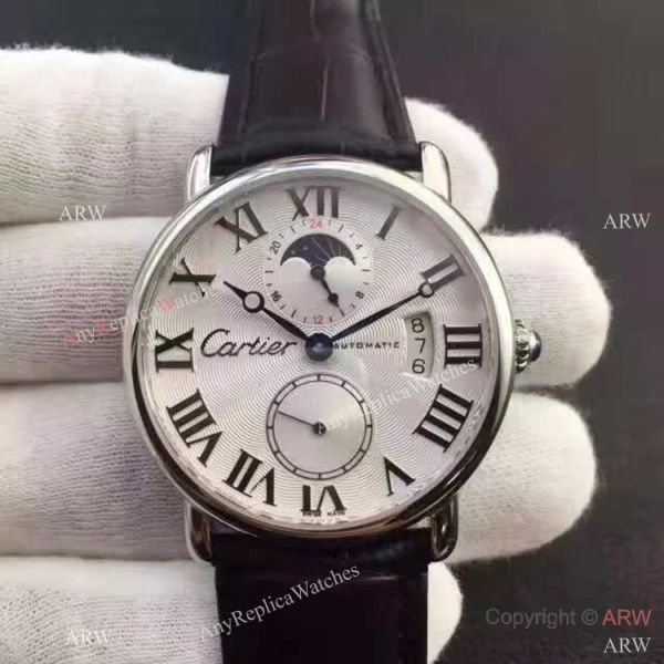 Copy Swiss Cartier Louis Moon Phase Watch SS Smooth Bezel Copy Swiss Cartier Louis Moon Phase Watch SS Smooth Bezel