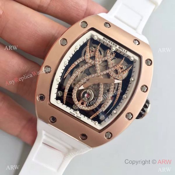 Copy Richard Mille RM 19-01 Rose Gold White Rubber Spider Face Watch Copy Richard Mille RM 19-01 Rose Gold White Rubber Spider Face Watch
