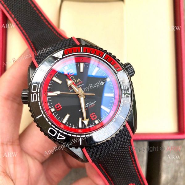 Copy Omega Seamaster Planet Ocean Deep Black GMT Watches Black Dial Copy Omega Seamaster Planet Ocean Deep Black GMT Watches Black Dial