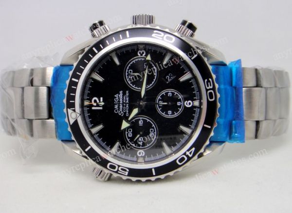 Omega Seamaster Planet Ocean Replica Watch Stainless Steel Black Chrono Dial Omega Seamaster Planet Ocean Replica Watch Stainless Steel Black Chrono Dial