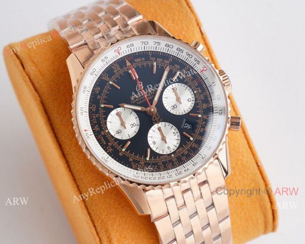 Super Clone Breitling Rose Gold Navitimer 01 Watch Valjoux7750 Movement Super Clone Breitling Rose Gold Navitimer 01 Watch Valjoux7750 Movement