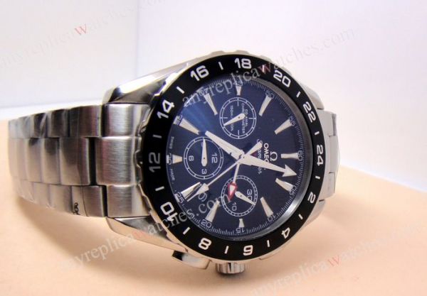 Omega Seamaster GMT Chronograph SS Black Face Best Omega Watches Replica For Sale Omega Seamaster GMT Chronograph SS Black Face Best Omega Watches Replica For Sale