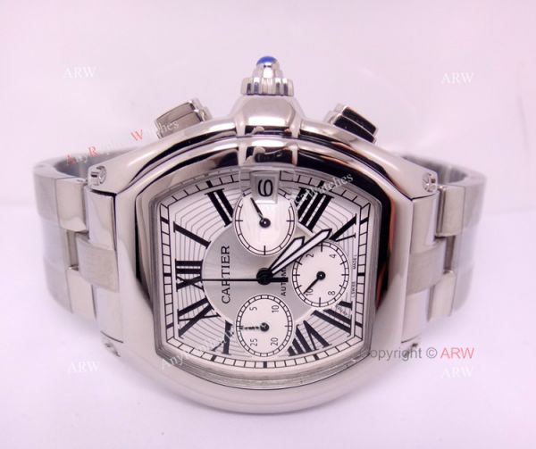Cartier Roadster Stainless Steel Chronograph Replica Watch / Swiss Grade Case Cartier Roadster Stainless Steel Chronograph Replica Watch / Swiss Grade Case