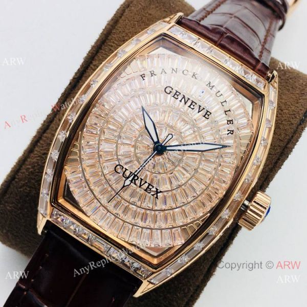 Swiss Replica Franck Muller Curvex diamond Watch Rose Gold 43mm Swiss Replica Franck Muller Curvex diamond Watch Rose Gold 43mm