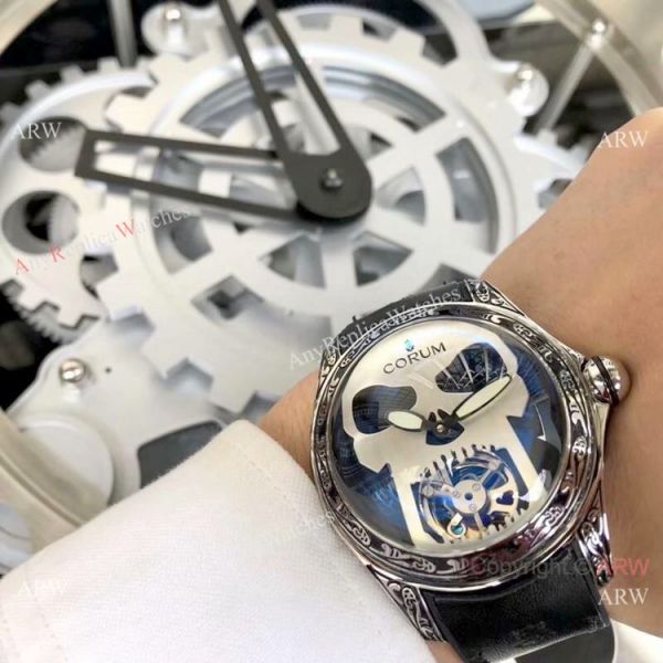 Corum Bubble 47 Flying Tourbillon Rose Gold Tattoo Wristwatch Replica Corum Watches Corum Bubble 47 Flying Tourbillon Rose Gold Tattoo Wristwatch Replica Corum Watches