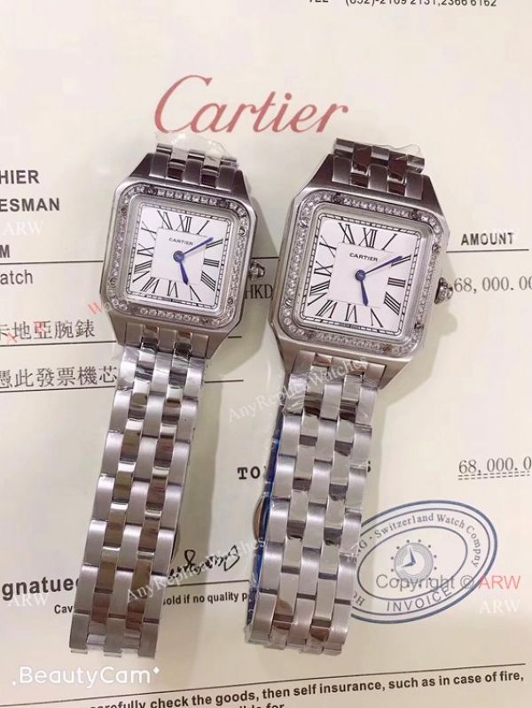 Two Tone Cartier Santos Diamond Replica Watch Lover watch New Replica Two Tone Cartier Santos Diamond Replica Watch Lover watch New Replica