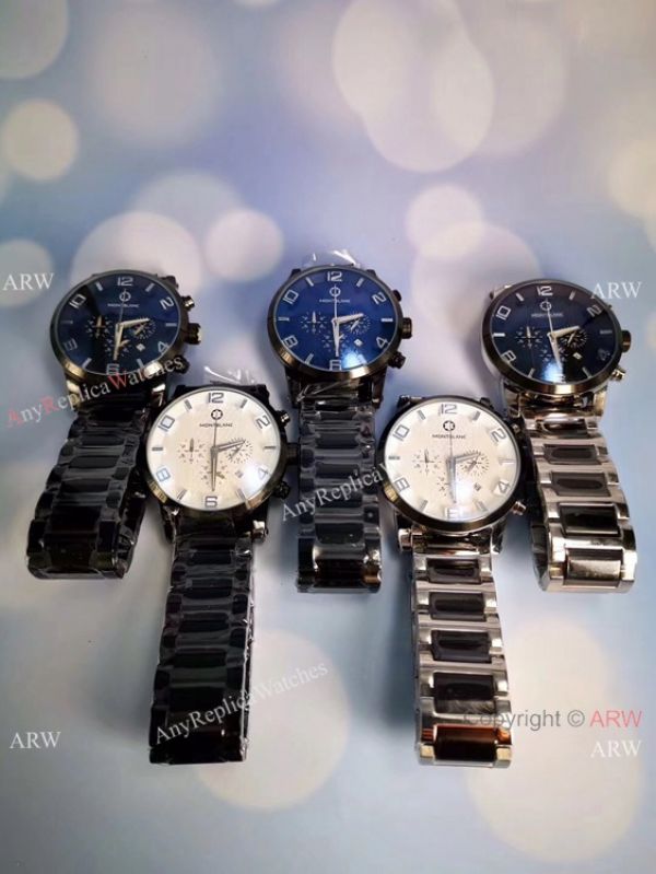 Mont Blanc Clone Timewalker Chronograph Watch Ceramic Steel Mont Blanc Clone Timewalker Chronograph Watch Ceramic Steel