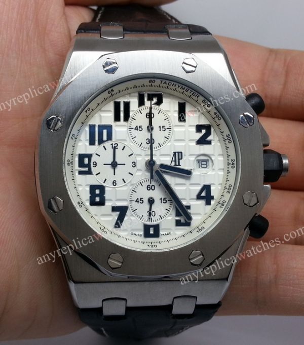 Cheap Audemars Piguet Replica Watches AP Royal Oak Offshore White Face Black Leather Strap 44mm Cheap Audemars Piguet Replica Watches AP Royal Oak Offshore White Face Black Leather Strap 44mm