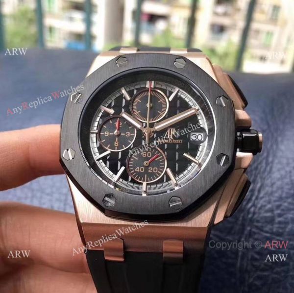 Copy Audemars Piguet Offshore 44mm Watch Rose Gold Black Rubber Strap Copy Audemars Piguet Offshore 44mm Watch Rose Gold Black Rubber Strap