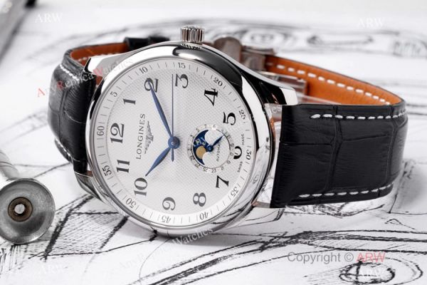Swiss Grade 1 Longines Master Moon Phase 40mm Watch White Face Swiss Grade 1 Longines Master Moon Phase 40mm Watch White Face