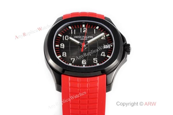 Swiss 1:1 Copy Patek Philippe Aquanaut Cal324 Watch Carbon Case Red Rubber Strap Swiss 1:1 Copy Patek Philippe Aquanaut Cal324 Watch Carbon Case Red Rubber Strap