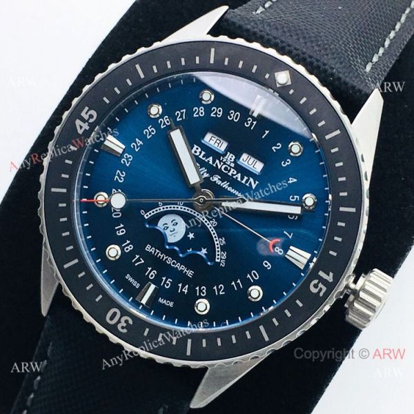 2020 AAA Swiss Replica Blancpain Bathyscaphe Moonphase Watch Ss Blue Dial 2020 AAA Swiss Replica Blancpain Bathyscaphe Moonphase Watch Ss Blue Dial