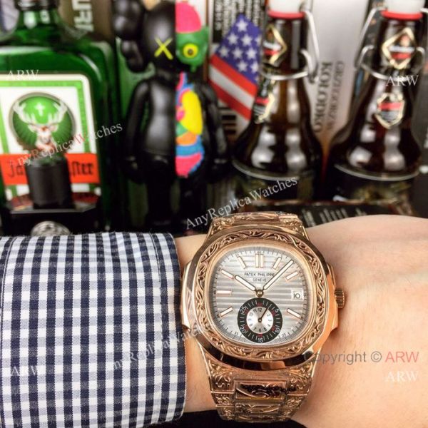 New Copy Patek Philippe Engraving Nautilus Rose Gold Dial Men Wristwatch New Copy Patek Philippe Engraving Nautilus Rose Gold Dial Men Wristwatch