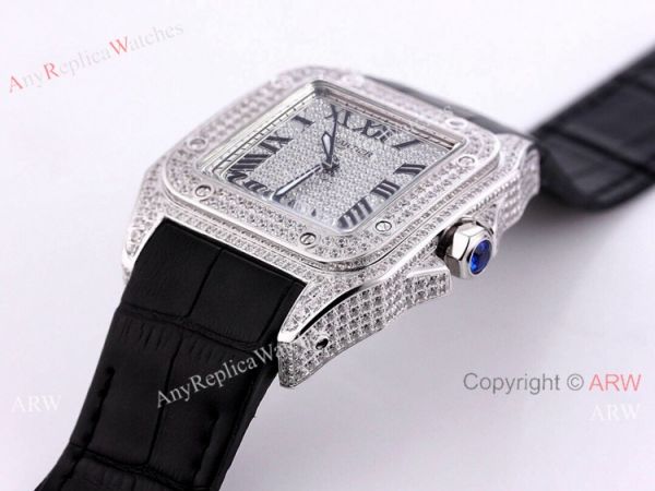 AAA Copy Cartier Santos De Iced Out Watch Automatic Movement AAA Copy Cartier Santos De Iced Out Watch Automatic Movement