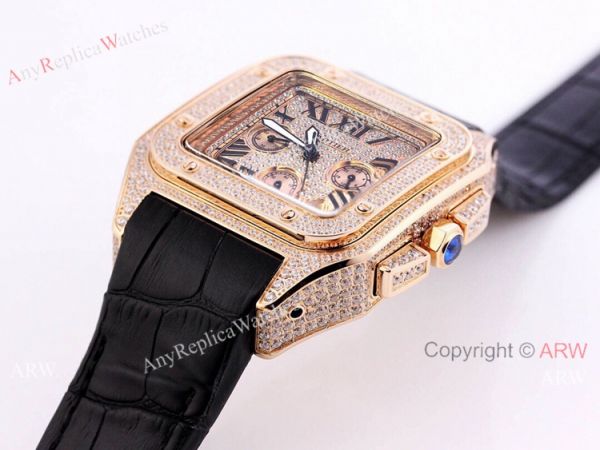 Knockoff Cartier Santos Chronograph Watch Rose Gold Diamond 45mm Knockoff Cartier Santos Chronograph Watch Rose Gold Diamond 45mm
