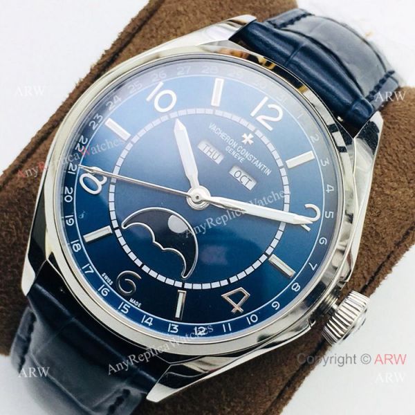 Grade 1A Copy Vacheron Constantin Fiftysix Watch Blue Dial Leather Strap Grade 1A Copy Vacheron Constantin Fiftysix Watch Blue Dial Leather Strap