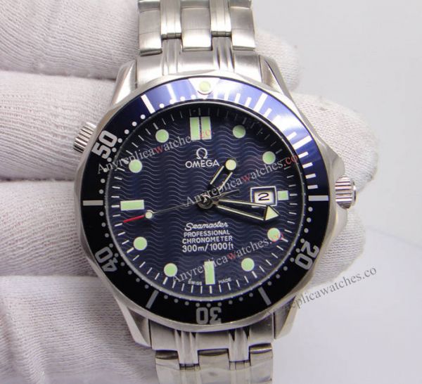 Omega Seamaster 300 Replica James Bond Watch SS Blue Dial 40mm For Men Omega Seamaster 300 Replica James Bond Watch SS Blue Dial 40mm For Men