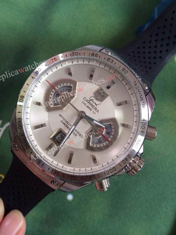 Tag Heuer Grand Carrera Calibre 17 RS3 Copy Watch Brown Face Rubber Strap Tag Heuer Grand Carrera Calibre 17 RS3 Copy Watch Brown Face Rubber Strap