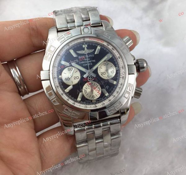 Swiss Replica Breitling Chronomat 44 Watch SS Black Chronograph 7750 Automatic Swiss Replica Breitling Chronomat 44 Watch SS Black Chronograph 7750 Automatic