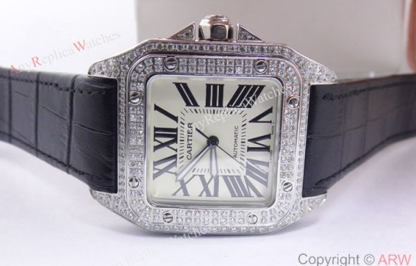 Cartier Santos 100 Diamond Watch Swiss Grade Replica Cartier Santos 100 Diamond Watch Swiss Grade Replica