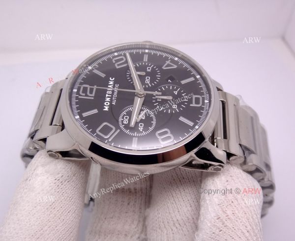 Swiss Grade Replica Montblanc Timewalker Chronograph Watch SS Black Dial Swiss Grade Replica Montblanc Timewalker Chronograph Watch SS Black Dial
