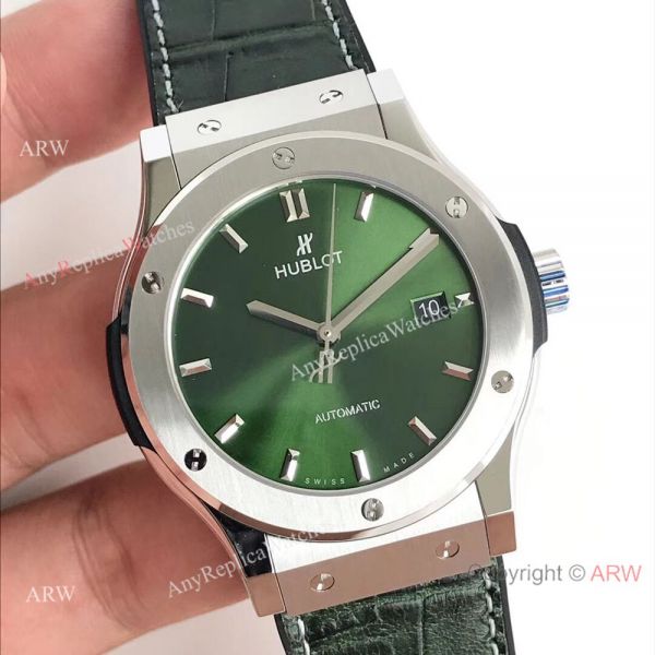 Replica Swiss Hublot Classic Fusion Titanium Watch Green Dial Replica Swiss Hublot Classic Fusion Titanium Watch Green Dial
