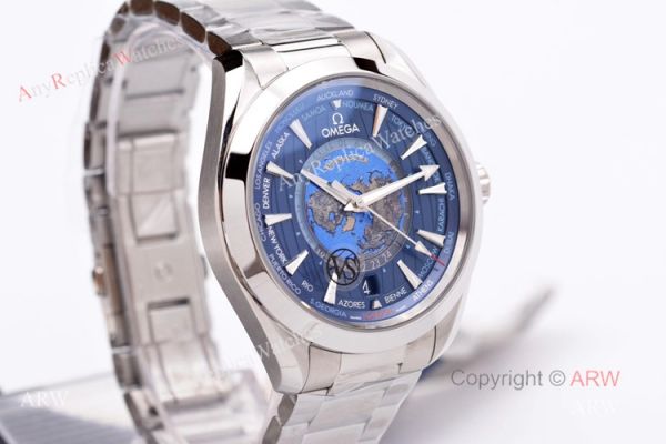 New Omega Aqua Terra Worldtimer Blue Dial 43mm Swiss Replica Watches From VS Factory New Omega Aqua Terra Worldtimer Blue Dial 43mm Swiss Replica Watches From VS Factory
