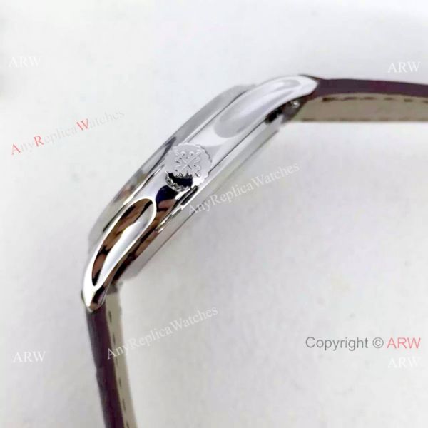 Swiss 9015 Patek Philippe White Face Brown Strap Swiss 9015 Patek Philippe White Face Brown Strap