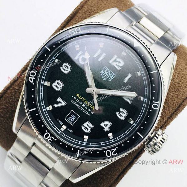 Grade 1A Swiss TAG Heuer Autavia 2836 Watch Stainless Steel Green Face Grade 1A Swiss TAG Heuer Autavia 2836 Watch Stainless Steel Green Face