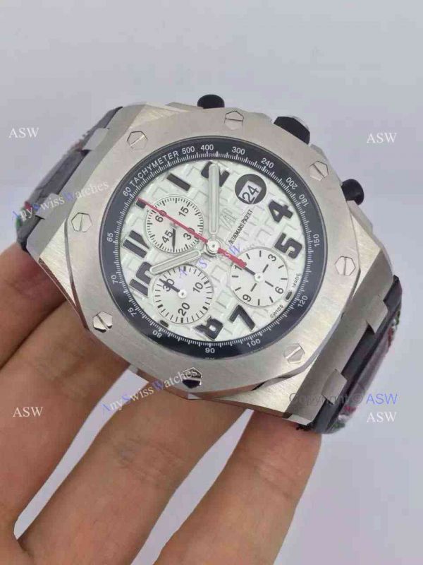 Swiss Audemars Piguet Pride of Mexico Replica Watch SS White Chronograph Black Leather Swiss Audemars Piguet Pride of Mexico Replica Watch SS White Chronograph Black Leather