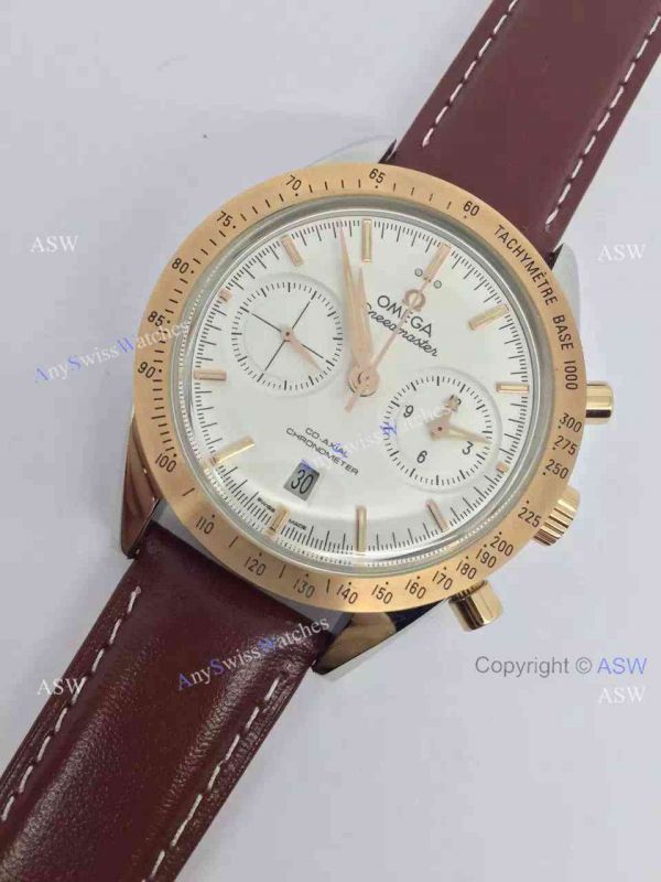 Copy Swiss Omega Speedmaster Chronograph Watch Rose Gold Leather Strap Copy Swiss Omega Speedmaster Chronograph Watch Rose Gold Leather Strap