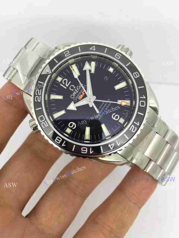 Knockoff Swiss Omega Seamaster GMT Watch Black Dial / Gray Arabic Knockoff Swiss Omega Seamaster GMT Watch Black Dial / Gray Arabic