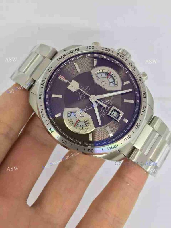 Swiss Grade One Tag Heuer Grand Carrera Calibre 17 RS3 Watch Stainless Steel Coffee surface Swiss Grade One Tag Heuer Grand Carrera Calibre 17 RS3 Watch Stainless Steel Coffee surface