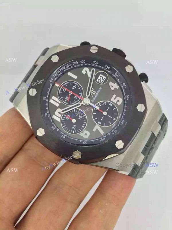 Replica Audemars Piguet Watch Stainless Steel Gray Dial Black Case Black Leather Replica Audemars Piguet Watch Stainless Steel Gray Dial Black Case Black Leather