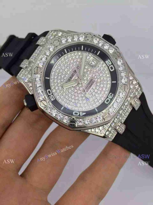 Replica Swiss Audemars Piguet Watch Diamond Dial case Leather Watch Strap Replica Swiss Audemars Piguet Watch Diamond Dial case Leather Watch Strap