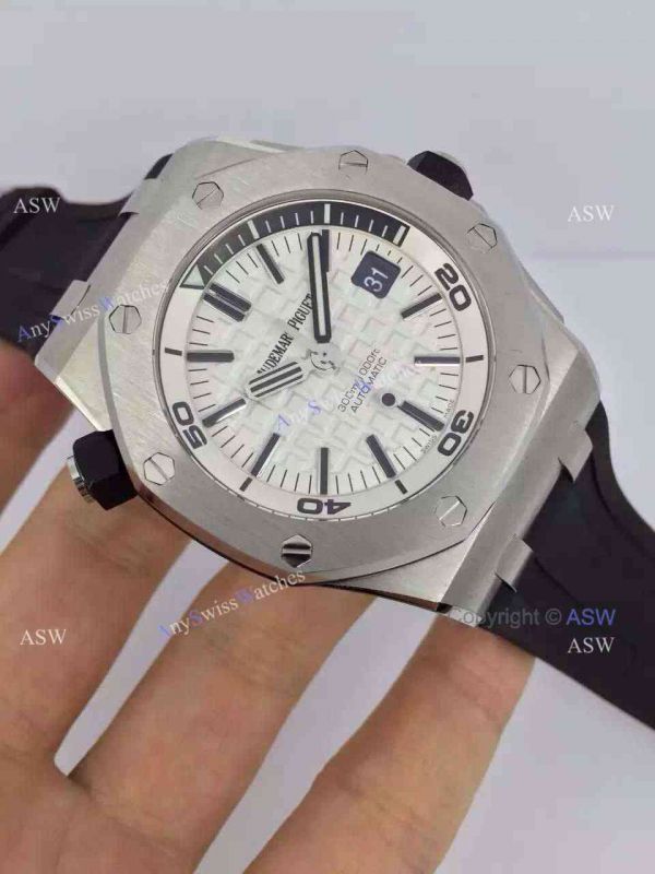 Swiss Audemars Piguet Replica Watch SS White Black Rubber Watch Swiss Audemars Piguet Replica Watch SS White Black Rubber Watch