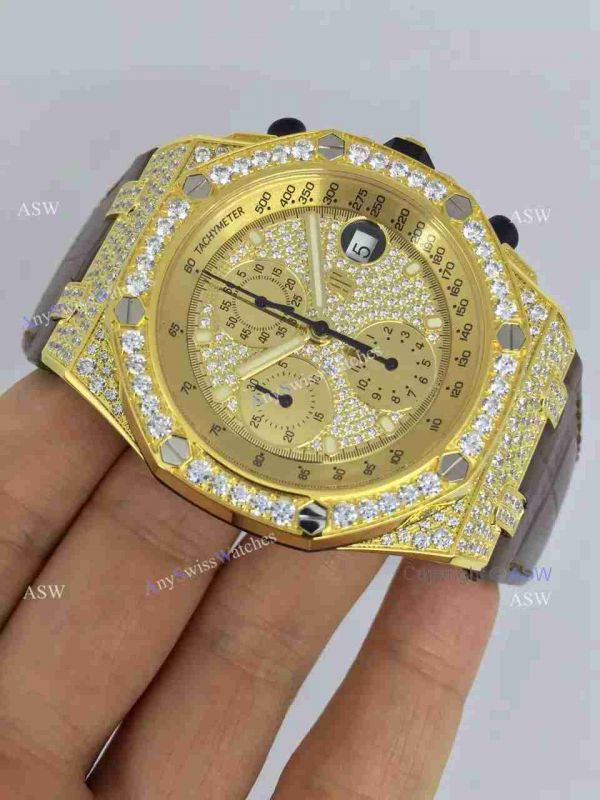 Swiss Copy Audemars Piguet Watch Yellow Case Diamond Dial / Diamond Case Swiss Copy Audemars Piguet Watch Yellow Case Diamond Dial / Diamond Case