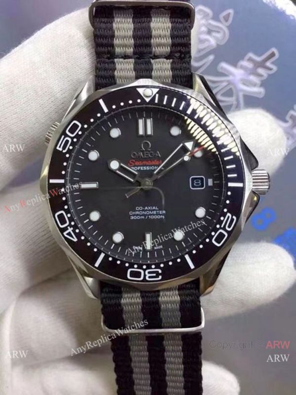 High Quality Omega James Bond Replica Watch SS Blue Dial Nato Strap High Quality Omega James Bond Replica Watch SS Blue Dial Nato Strap