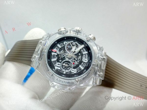 Best Quality Big Bang Unico Sapphire Hublot Clear Watch Gray Rubber Strap Best Quality Big Bang Unico Sapphire Hublot Clear Watch Gray Rubber Strap