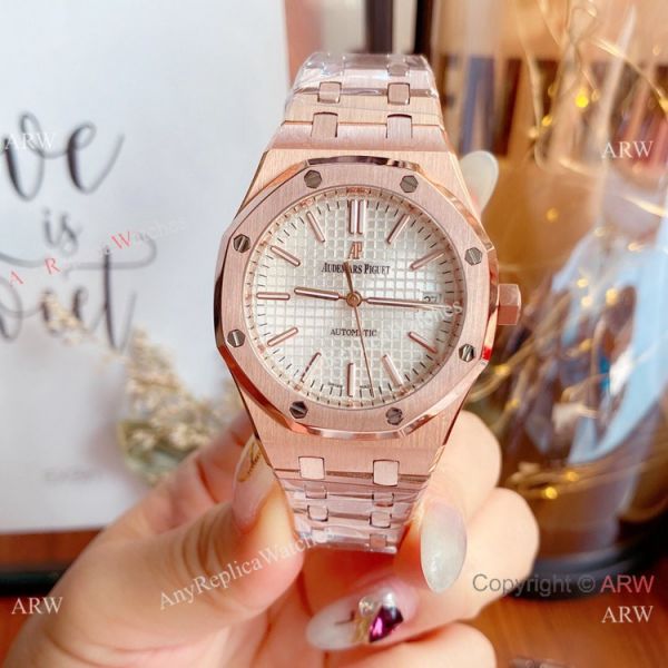 Copy Audemars Piguet Royal Oak Black Dial Rose Gold Watches 37mm Women Copy Audemars Piguet Royal Oak Black Dial Rose Gold Watches 37mm Women