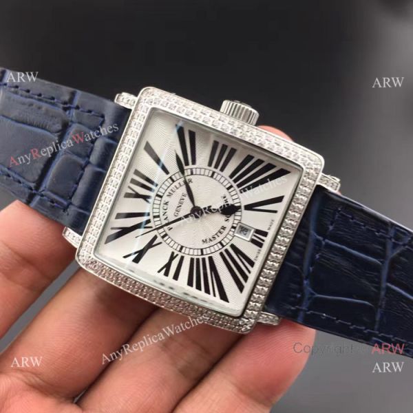 Clone Franck Muller Master Square Blue Leather Diamond Bezel Watch Clone Franck Muller Master Square Blue Leather Diamond Bezel Watch