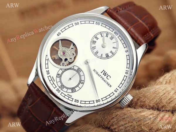 High Quality Replica IWC Tourbillon Portuguese SS Black Leather Watch High Quality Replica IWC Tourbillon Portuguese SS Black Leather Watch