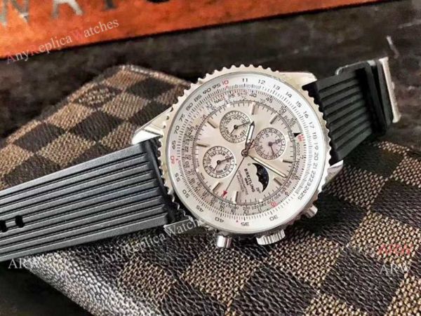 Replica Breitling Navitimer Rubber Strap Watch Blue Moonphase Dial Replica Breitling Navitimer Rubber Strap Watch Blue Moonphase Dial