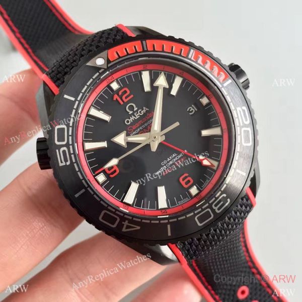 Swiss Replica Omega Seamaster Planet Ocean Deep Black GMT Ceramic Red Watch Swiss Replica Omega Seamaster Planet Ocean Deep Black GMT Ceramic Red Watch