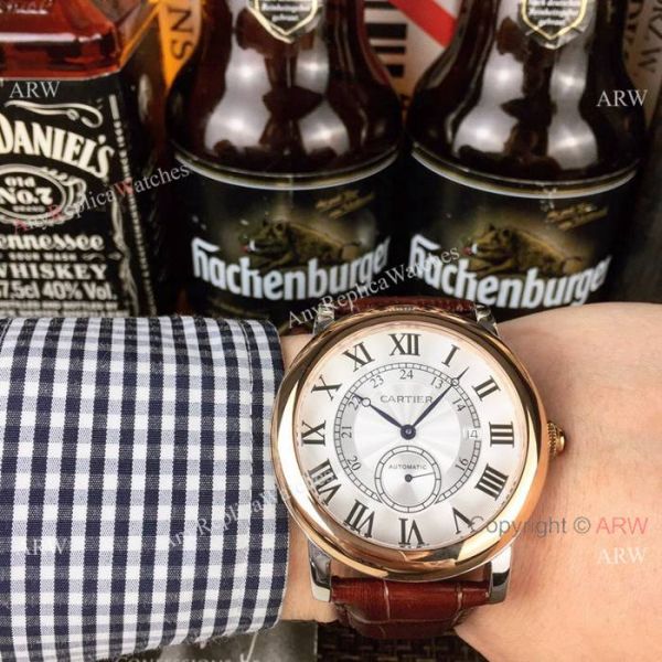 2019 Replica Cartier Ronde Solo 42mm Watches SS Black Leather Strap 2019 Replica Cartier Ronde Solo 42mm Watches SS Black Leather Strap